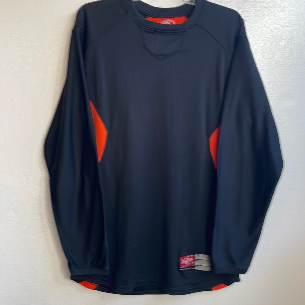 Rawlings heavy weight men’s orange, and black baseball jersey size medium